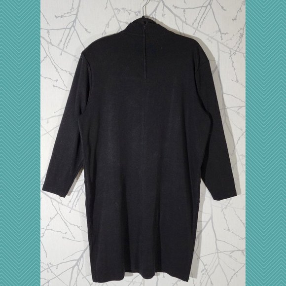 Balmoral VTG Black Wool Blend Mockneck Sweater Dress w/ Lace Up Detail - Picture 3 of 4